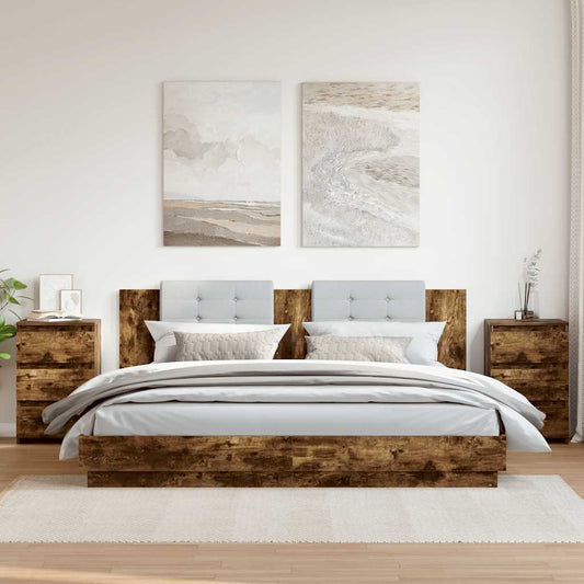 Mesas cabeceira 2pcs 40x35x62,5cm madeira proc. carvalho fumado