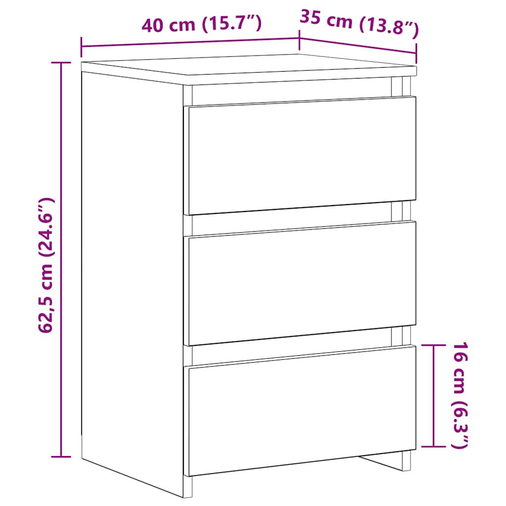 Mesas cabeceira 2 pcs 40x35x62,5 cm madeira proc. sonoma cinza