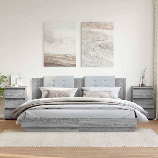 Mesas cabeceira 2 pcs 40x35x62,5 cm madeira proc. sonoma cinza