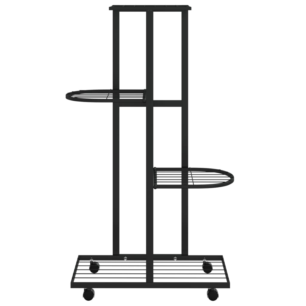Suporte vasos c/ 4 prateleiras e rodas 44x23x80 cm ferro preto