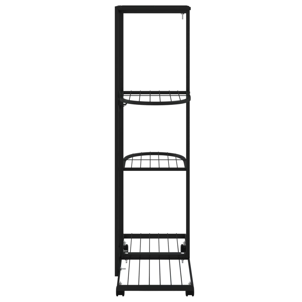 Suporte vasos c/ 4 prateleiras e rodas 44x23x80 cm ferro preto