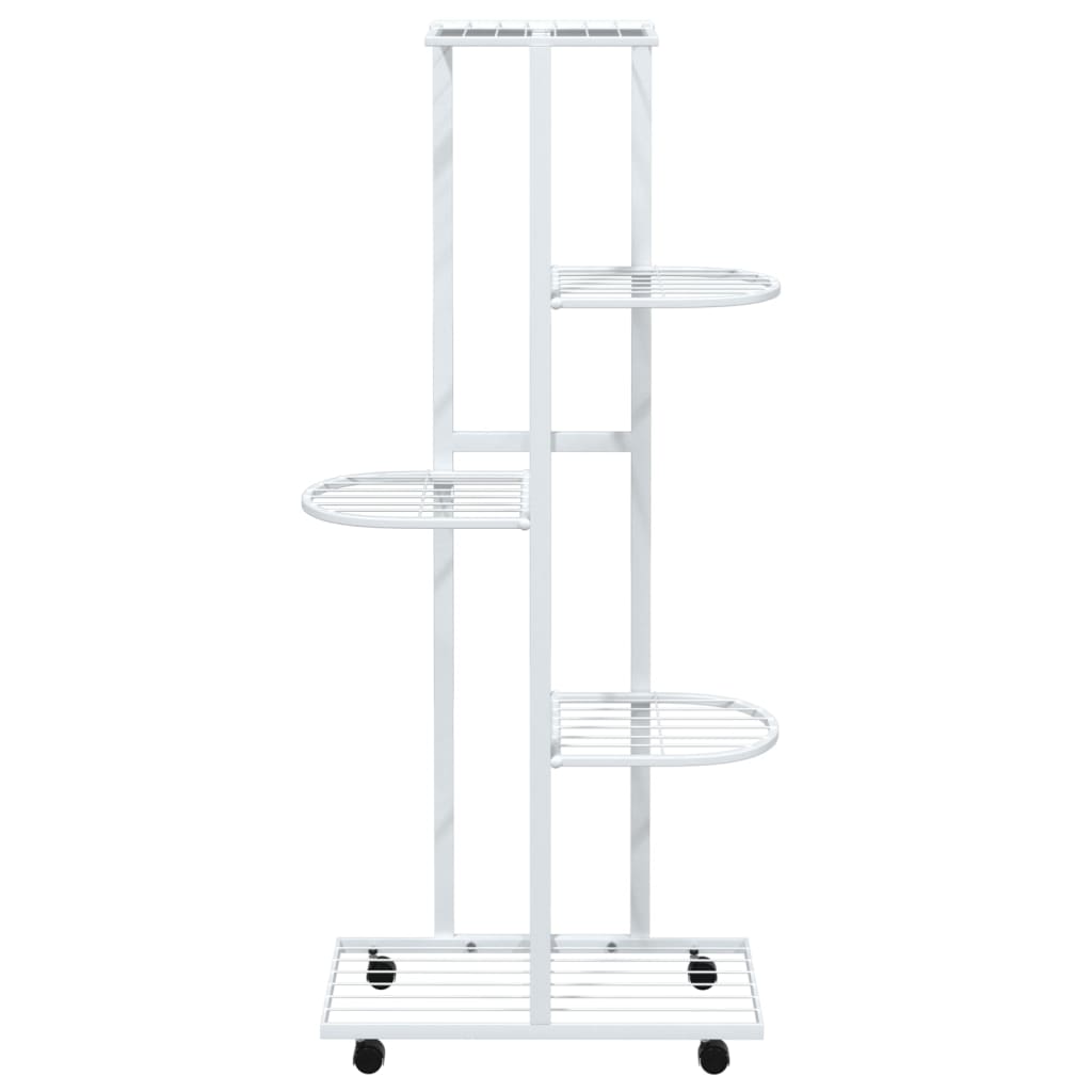 Suporte vasos c/ 5 prateleiras e rodas 44x23x100cm ferro branco