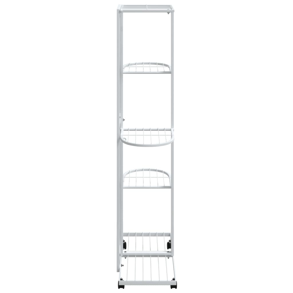 Suporte vasos c/ 5 prateleiras e rodas 44x23x100cm ferro branco