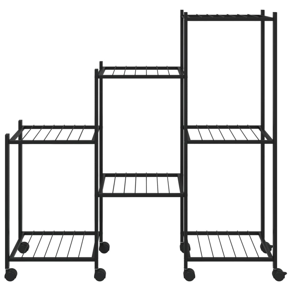 Suporte de vasos c/ rodas 83x25x83,5 cm ferro preto