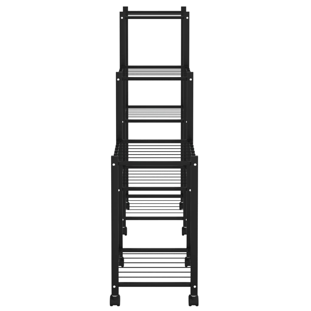 Suporte de vasos c/ rodas 83x25x83,5 cm ferro preto