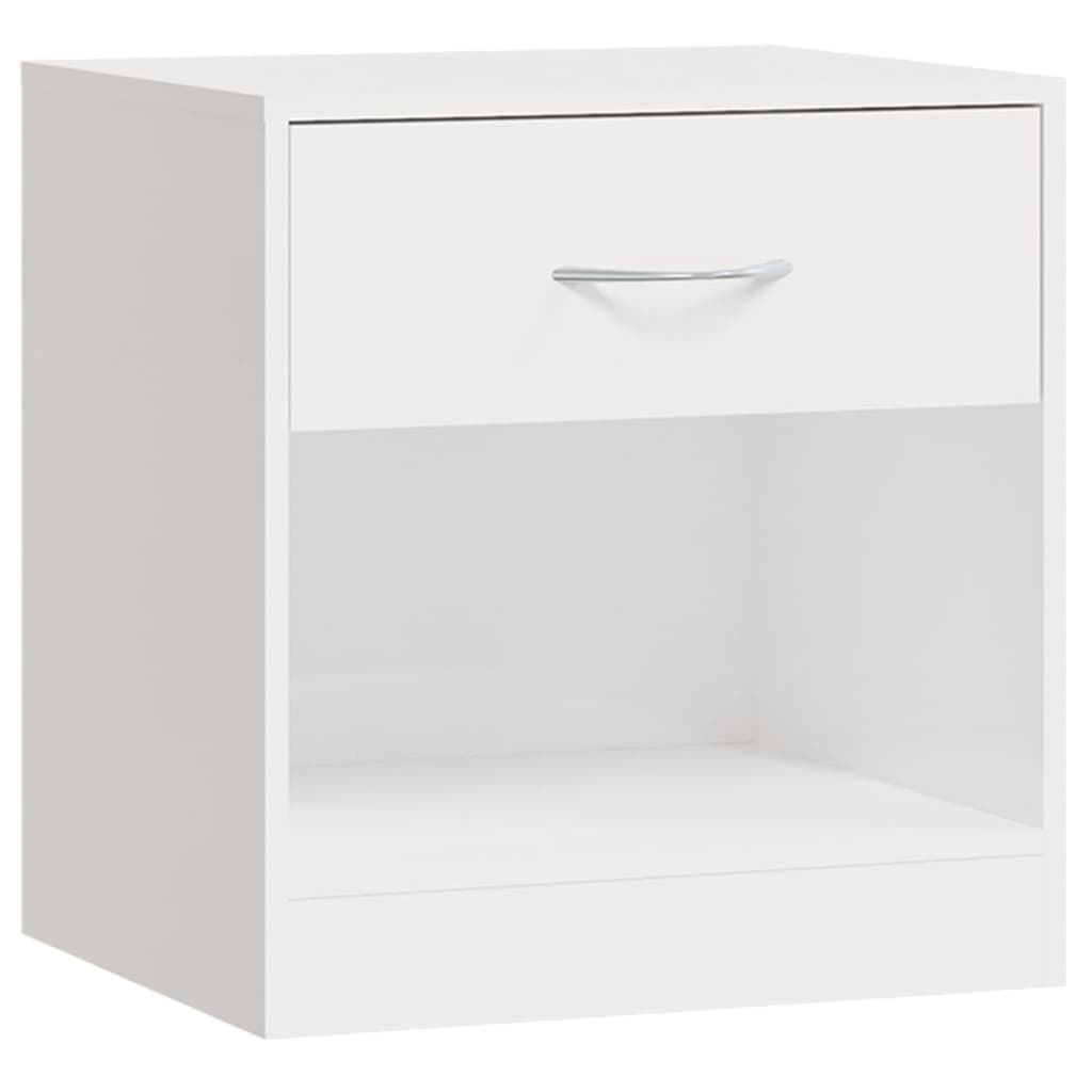 Mesas de cabeceira 2 pcs c/ gaveta branco brilhante