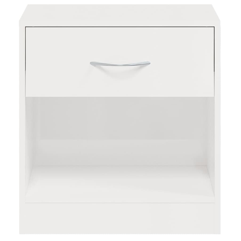 Mesas de cabeceira 2 pcs c/ gaveta branco brilhante
