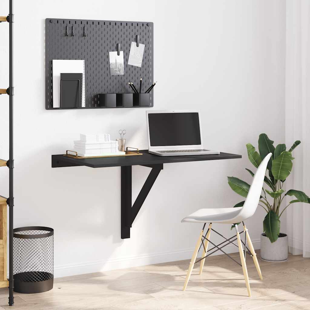 Mesa de parede dobrável 100x60x56 cm derivados de madeira preto