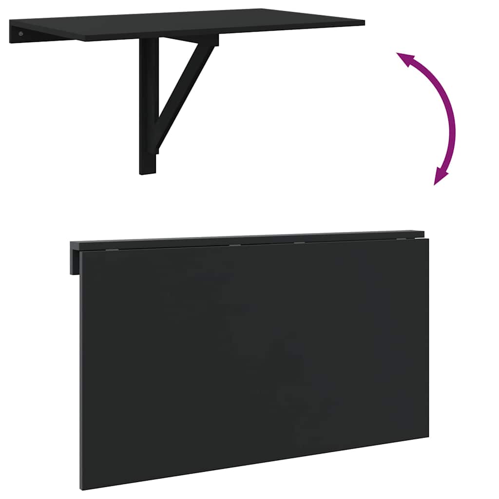 Mesa de parede dobrável 100x60x56 cm derivados de madeira preto