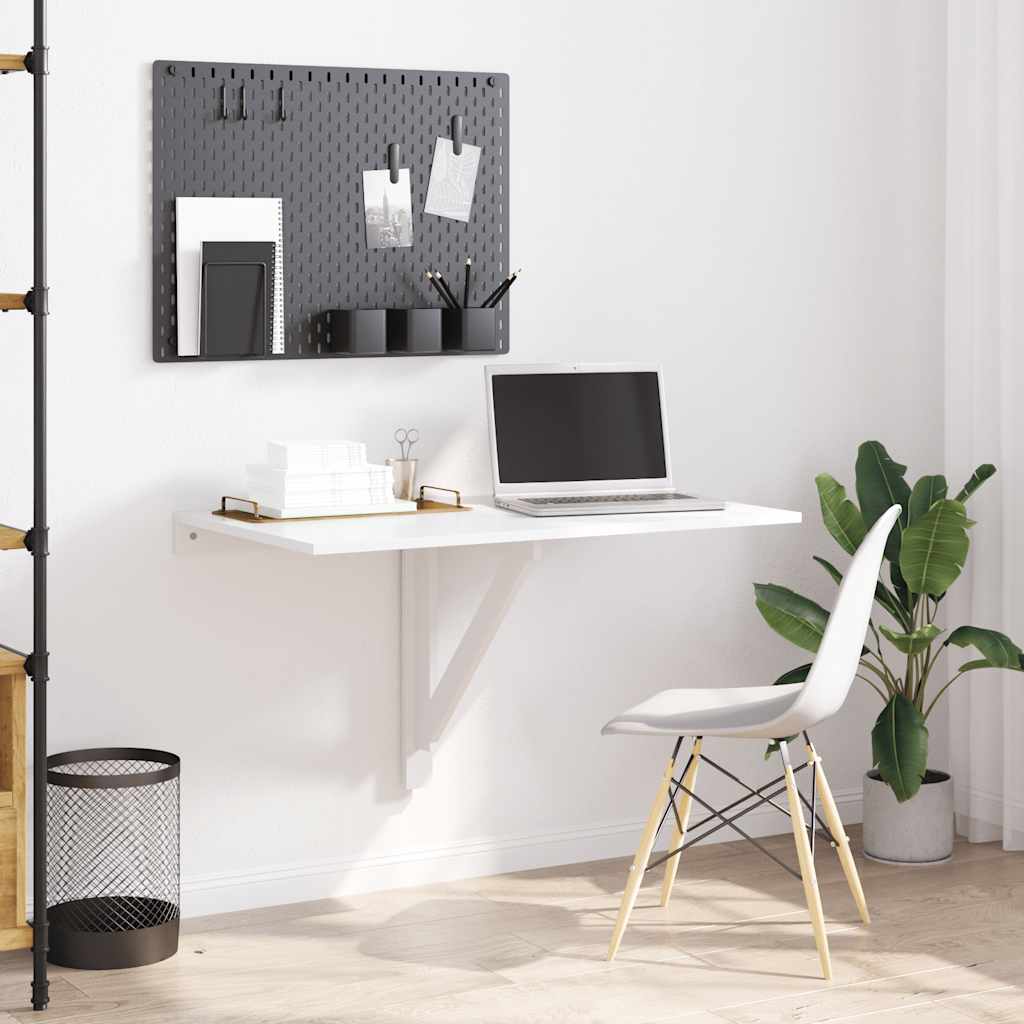 Mesa de parede dobrável derivados de madeira branco brilhante