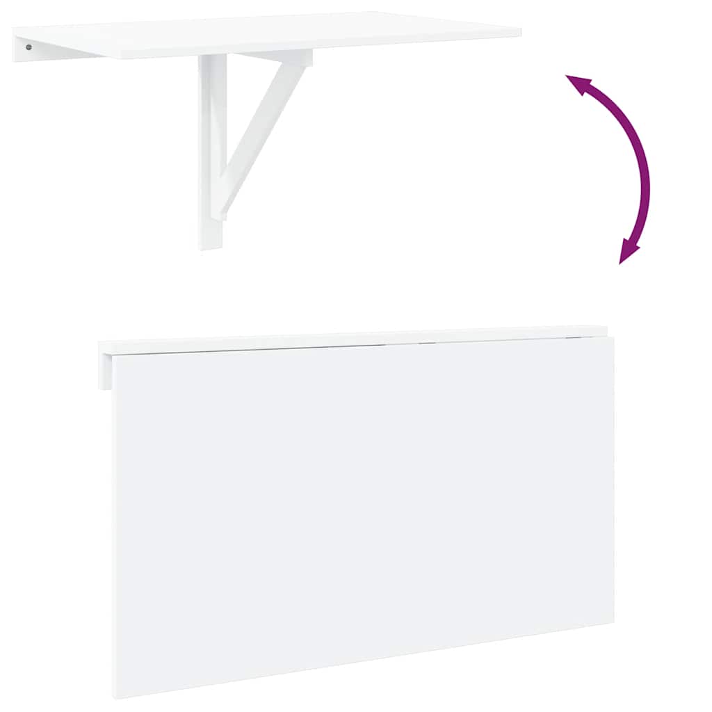 Mesa de parede dobrável derivados de madeira branco brilhante