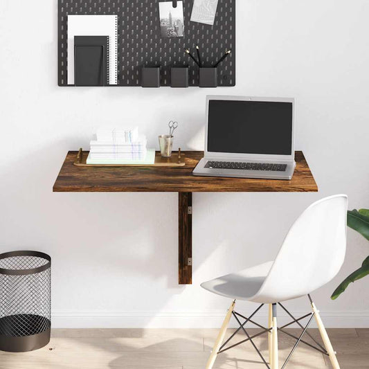 Mesa parede dobrável derivados de madeira carvalho fumado