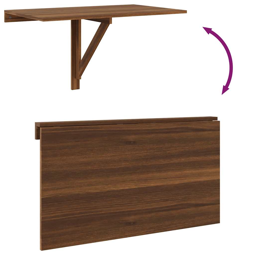 Mesa parede dobrável derivados de madeira carvalho castanho