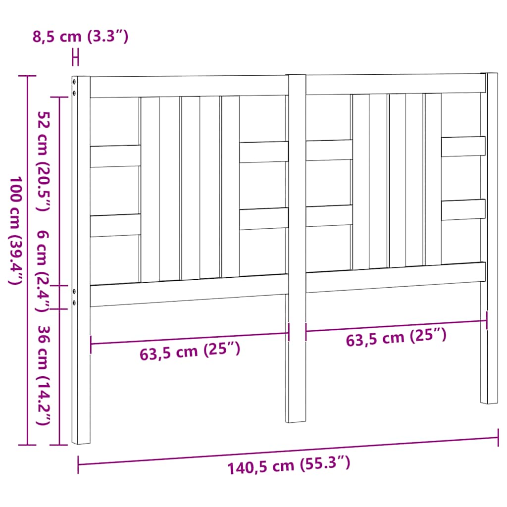 Cabeceira de cama 141x4x100 cm pinho maciço