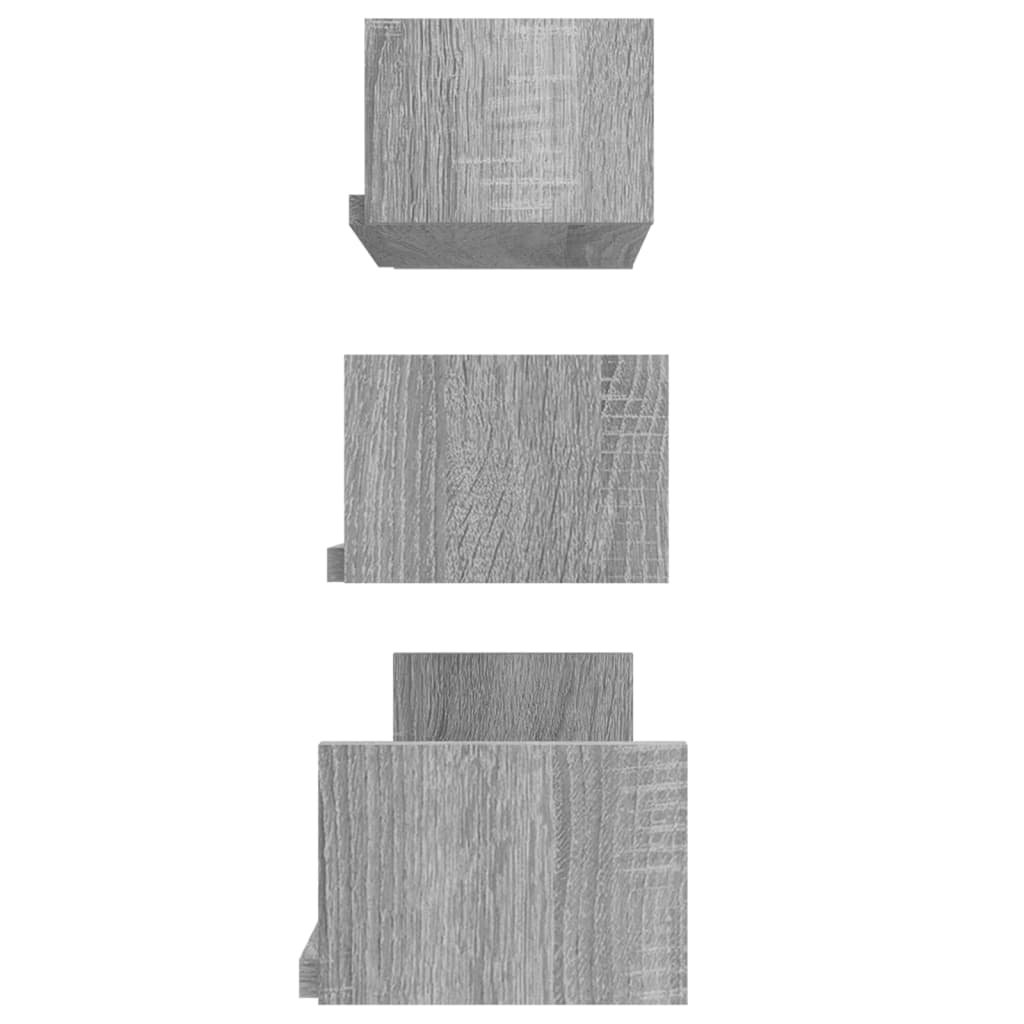 Prateleiras exp. parede 3 pcs derivados madeira sonoma cinza