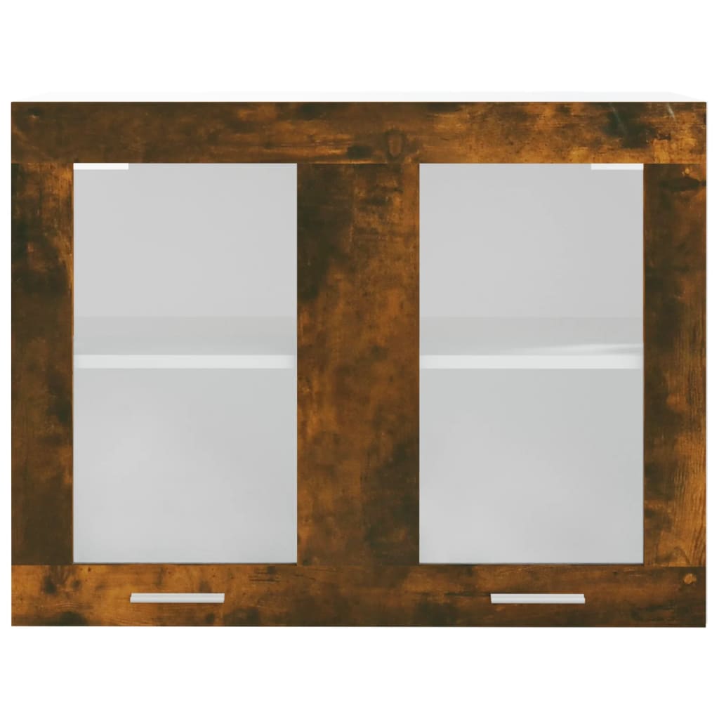 Armário vidro suspenso “Lyon” 80x31x60cm carvalho fumado