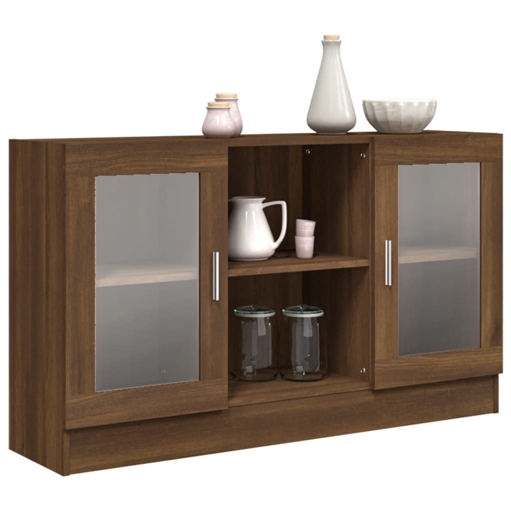 Vitrine 120x30,5x70 cm derivados madeira carvalho castanho
