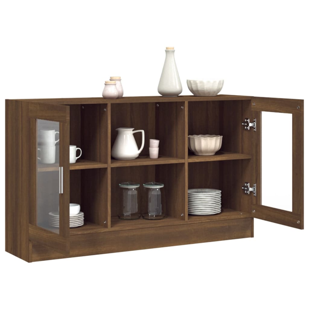 Vitrine 120x30,5x70 cm derivados madeira carvalho castanho