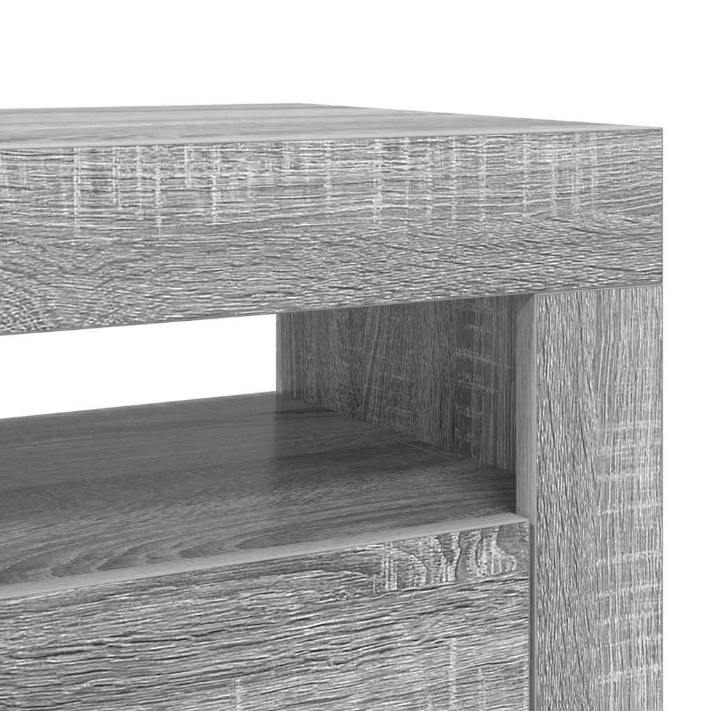 Móvel de TV com luzes LED cinzento sonoma