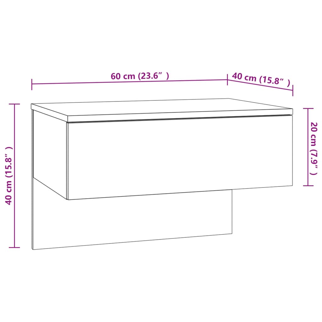 Mesas de cabeceira montagem na parede 2 pcs cinzento cimento