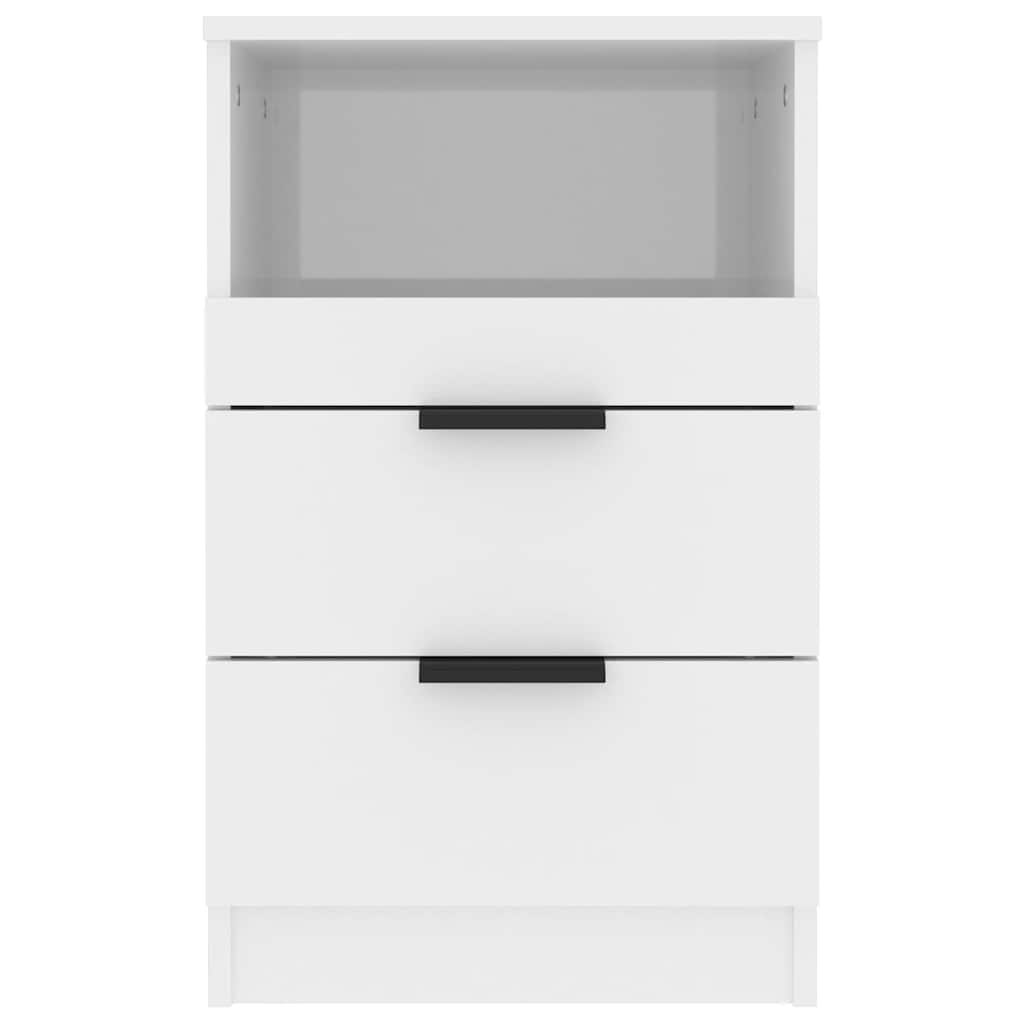Mesas de cabeceira 2 pcs madeira processada branco brilhante