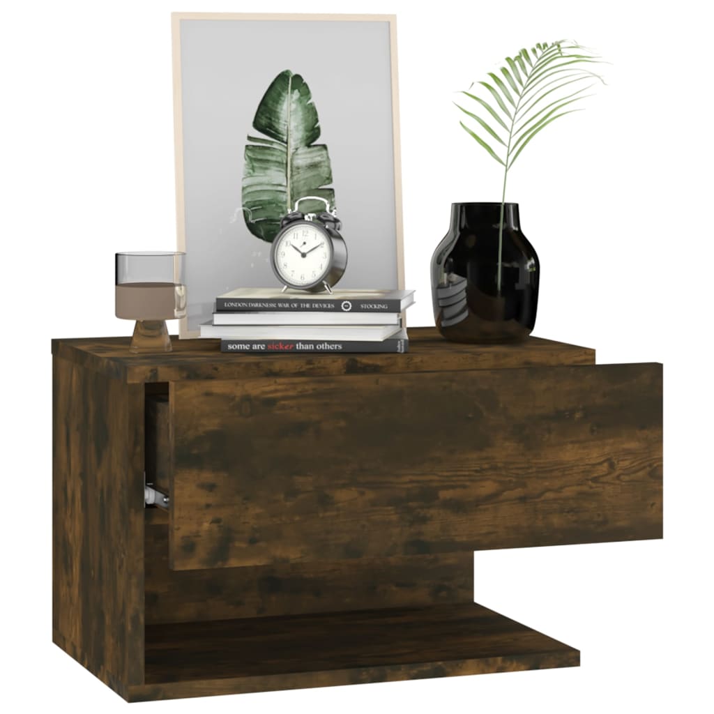 Mesa de cabeceira montagem na parede carvalho fumado