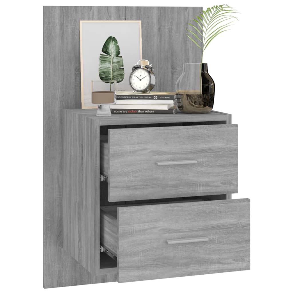 Mesa de cabeceira montagem na parede cinzento sonoma