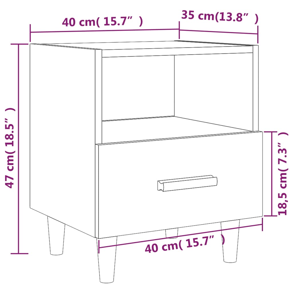 Mesas de cabeceira 2 pcs 40x35x47 cm cinzento cimento