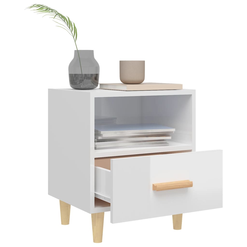 Mesas de cabeceira 2 pcs 40x35x47 cm branco brilhante