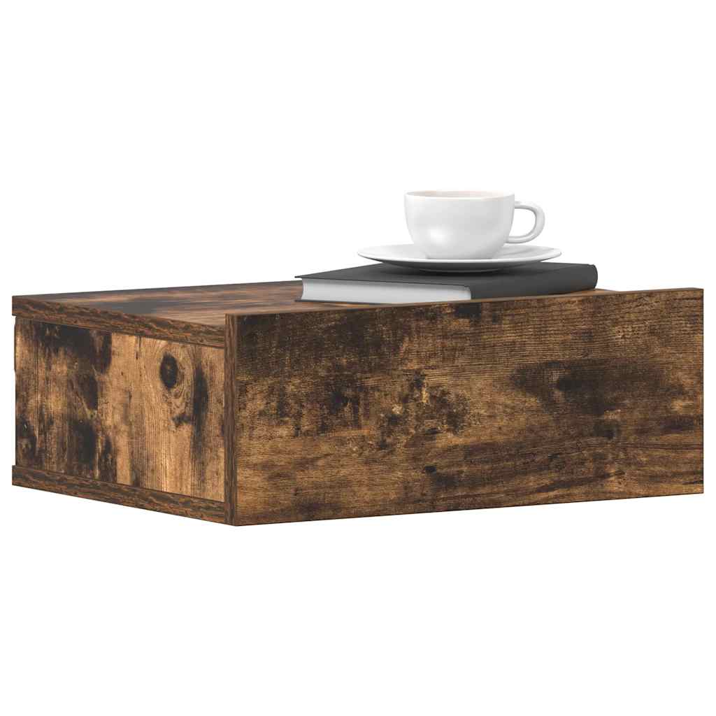 Mesas cabeceira susp. 2pcs 40x30x15 cm cor carvalho fumado