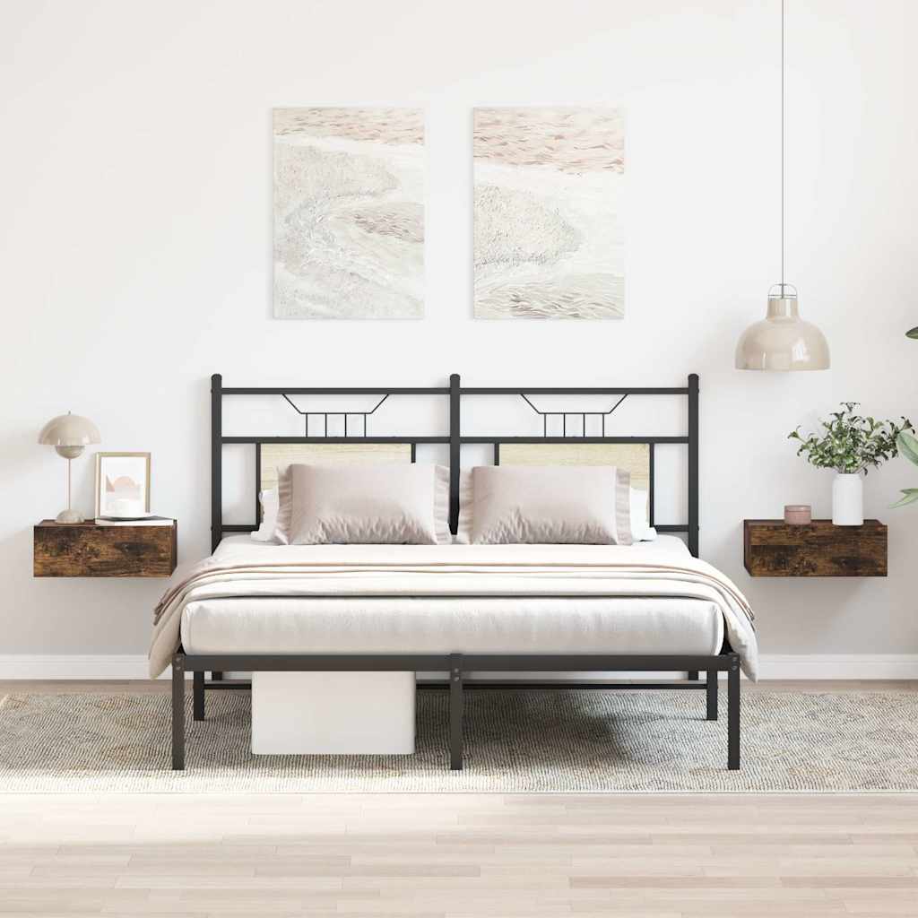 Mesas cabeceira susp. 2pcs 40x30x15 cm cor carvalho fumado