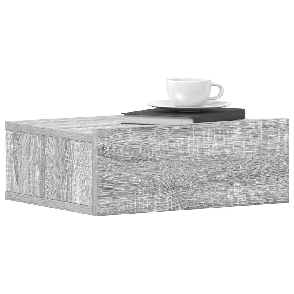 Mesa cabeceira suspensa 40x30x15 cm madeira proc. sonoma cinza