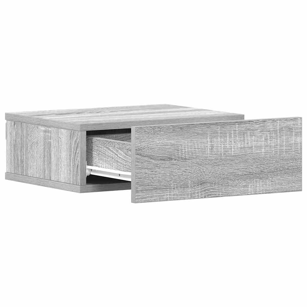 Mesas cabeceira suspensas 40x30x15 cm cor sonoma cinzento