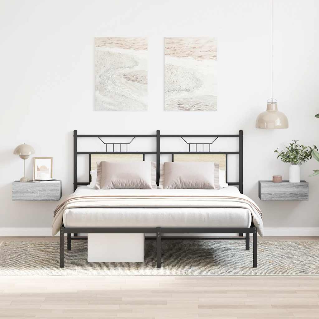 Mesas cabeceira suspensas 40x30x15 cm cor sonoma cinzento