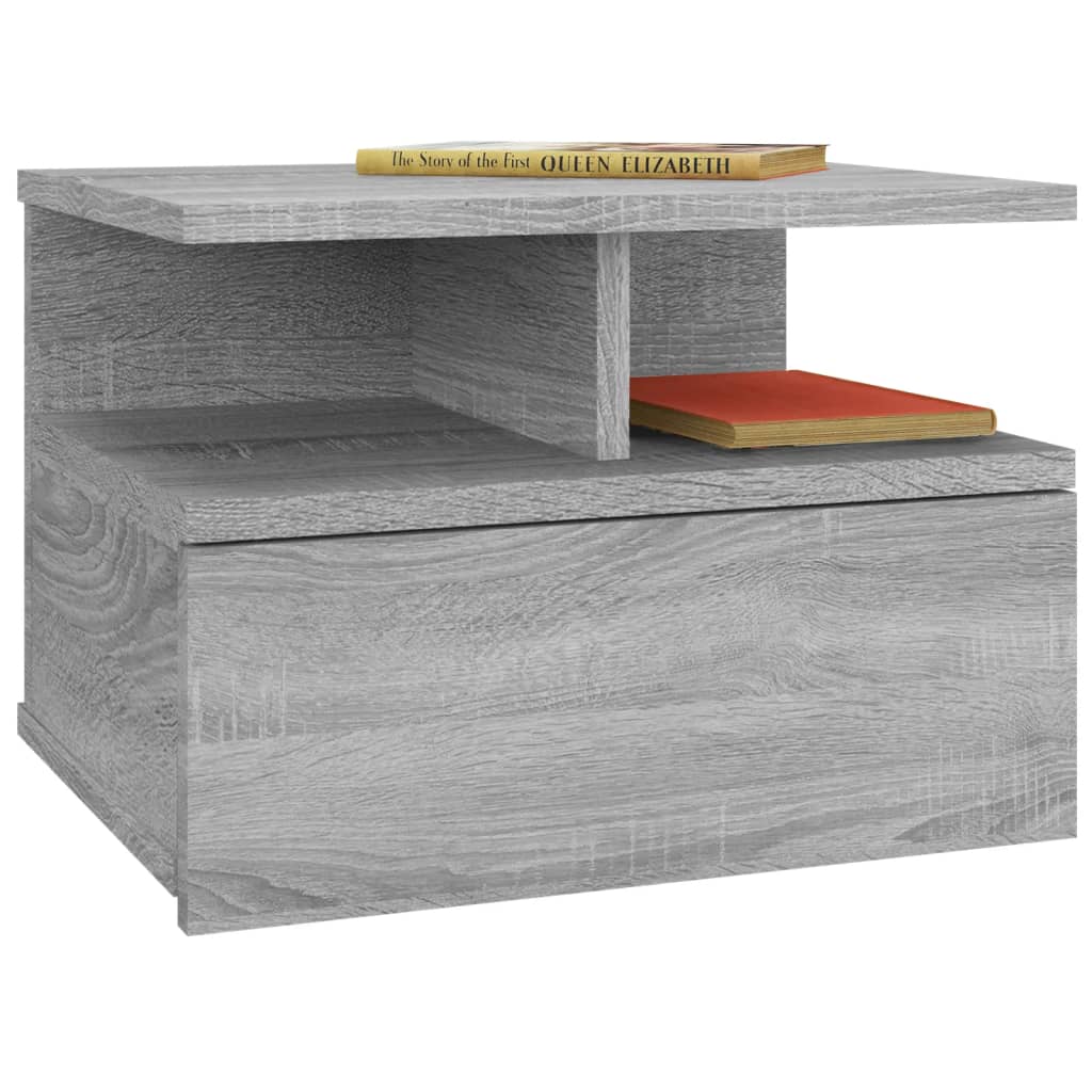 Mesa cabeceira suspensa 2 pcs derivados de madeira cinza sonoma