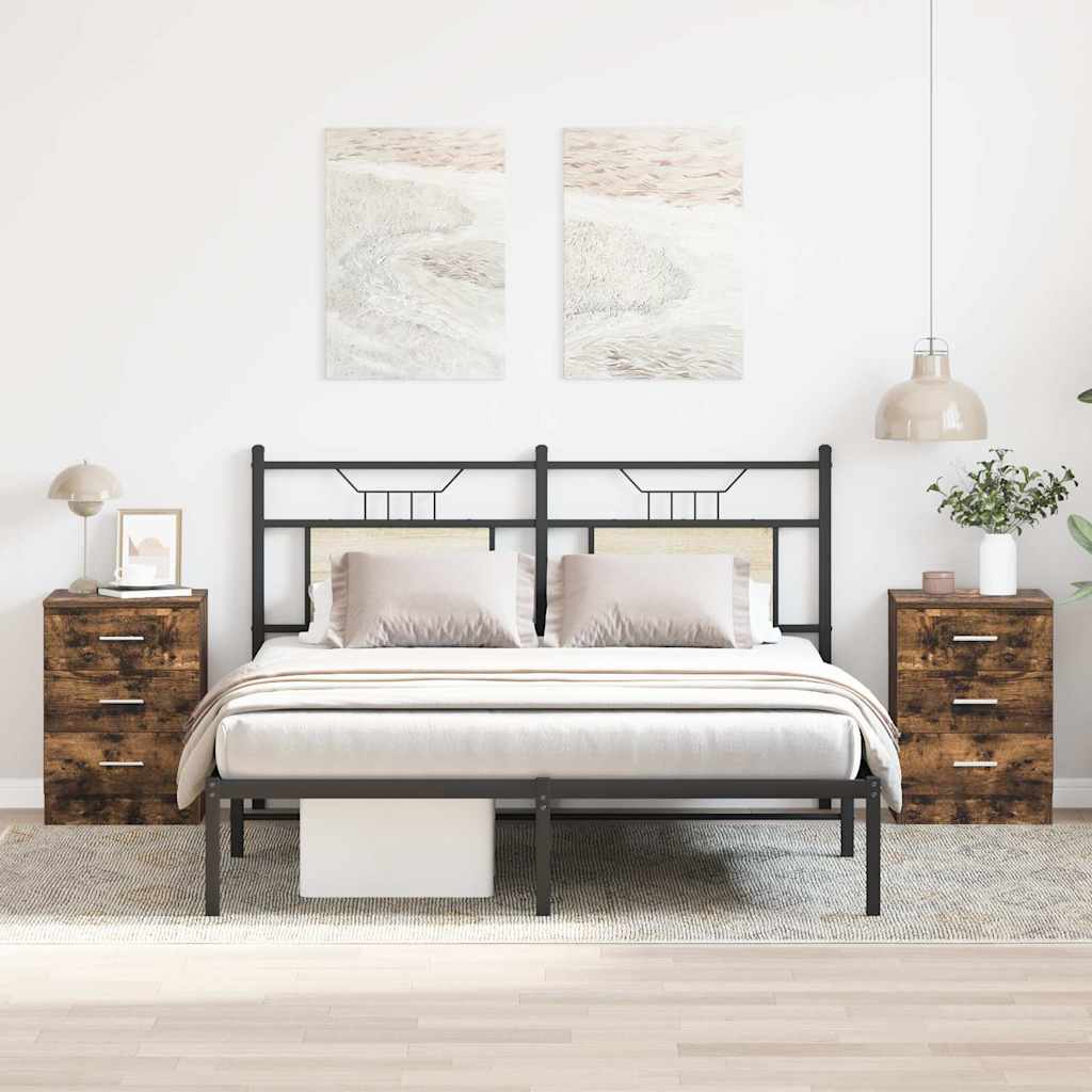 Mesa de cabeceira 2 pcs 38x35x56 cm madeira cor carvalho fumado