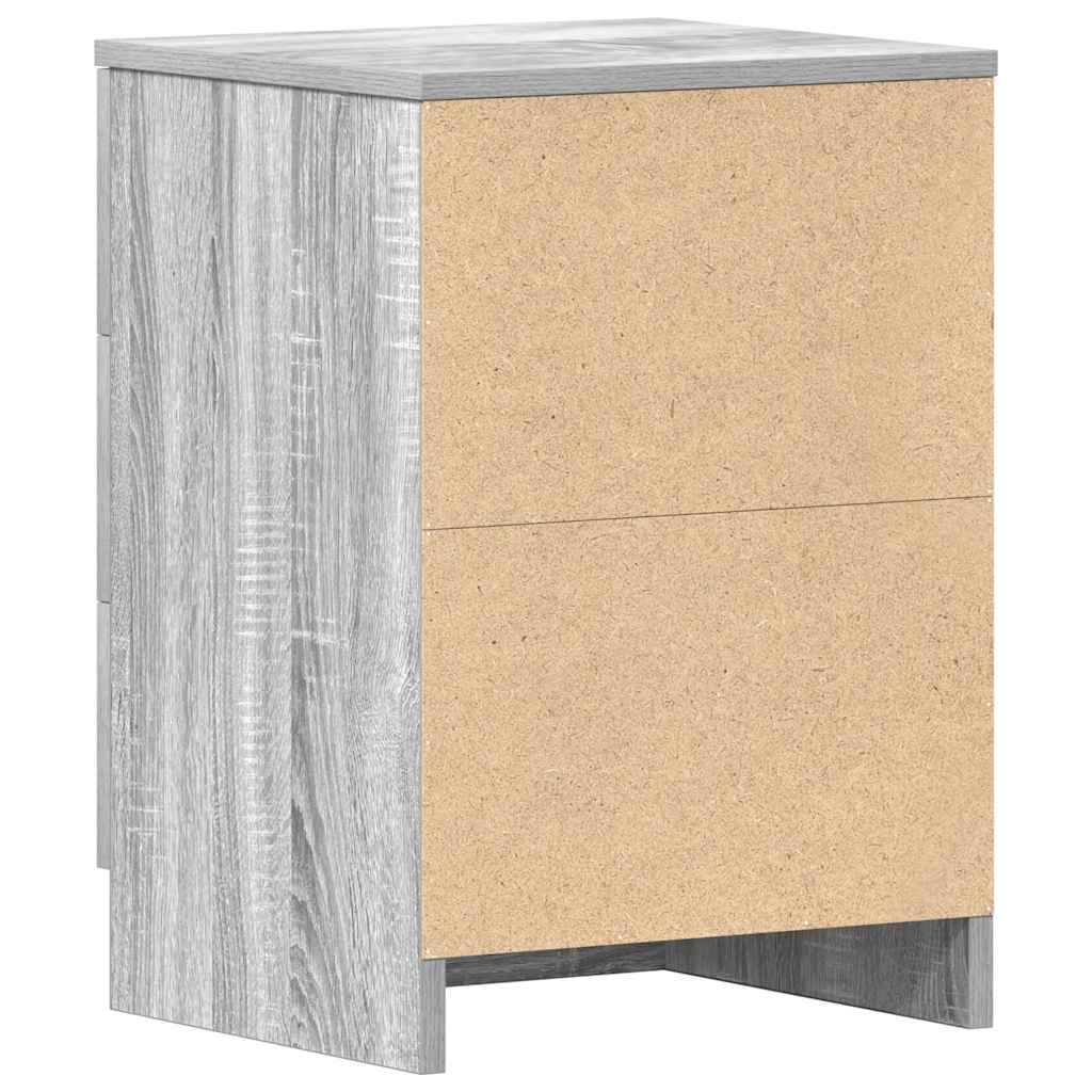 Mesa cabeceira 2pcs 38x35x56cm derivado madeira cinzento sonoma