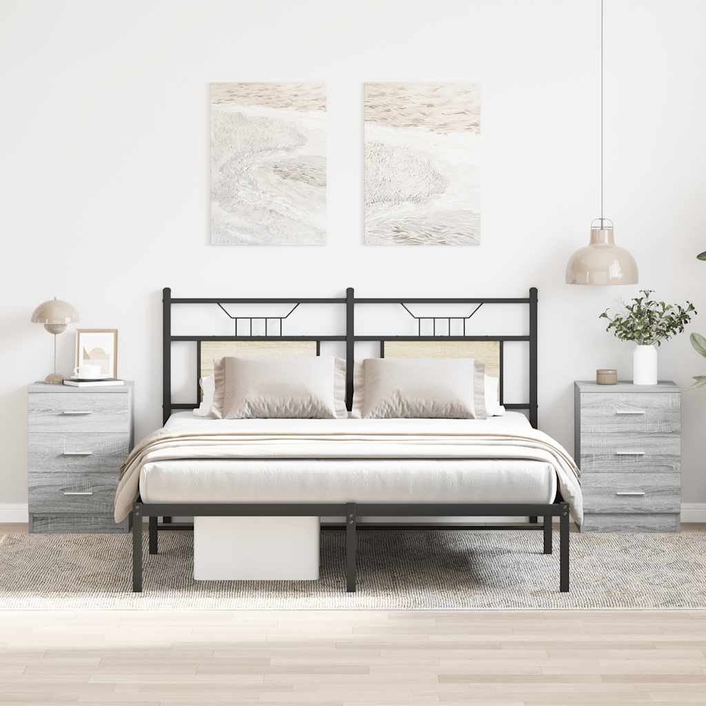 Mesa cabeceira 2pcs 38x35x56cm derivado madeira cinzento sonoma
