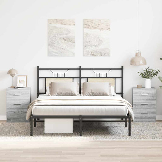 Mesa cabeceira 2pcs 38x35x56cm derivado madeira cinzento sonoma