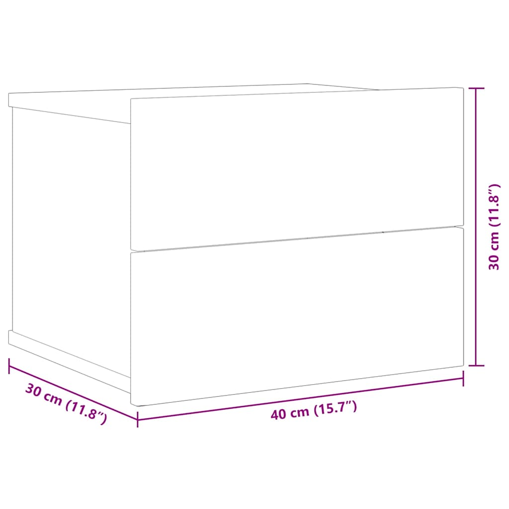 Mesa cabeceira 2 pcs 40x30x30 cm derivados madeira cinza sonoma