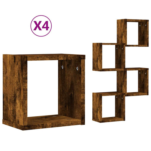 Prateleiras de Parede 4 pcs Castanho 26 x 15 x 26 cm