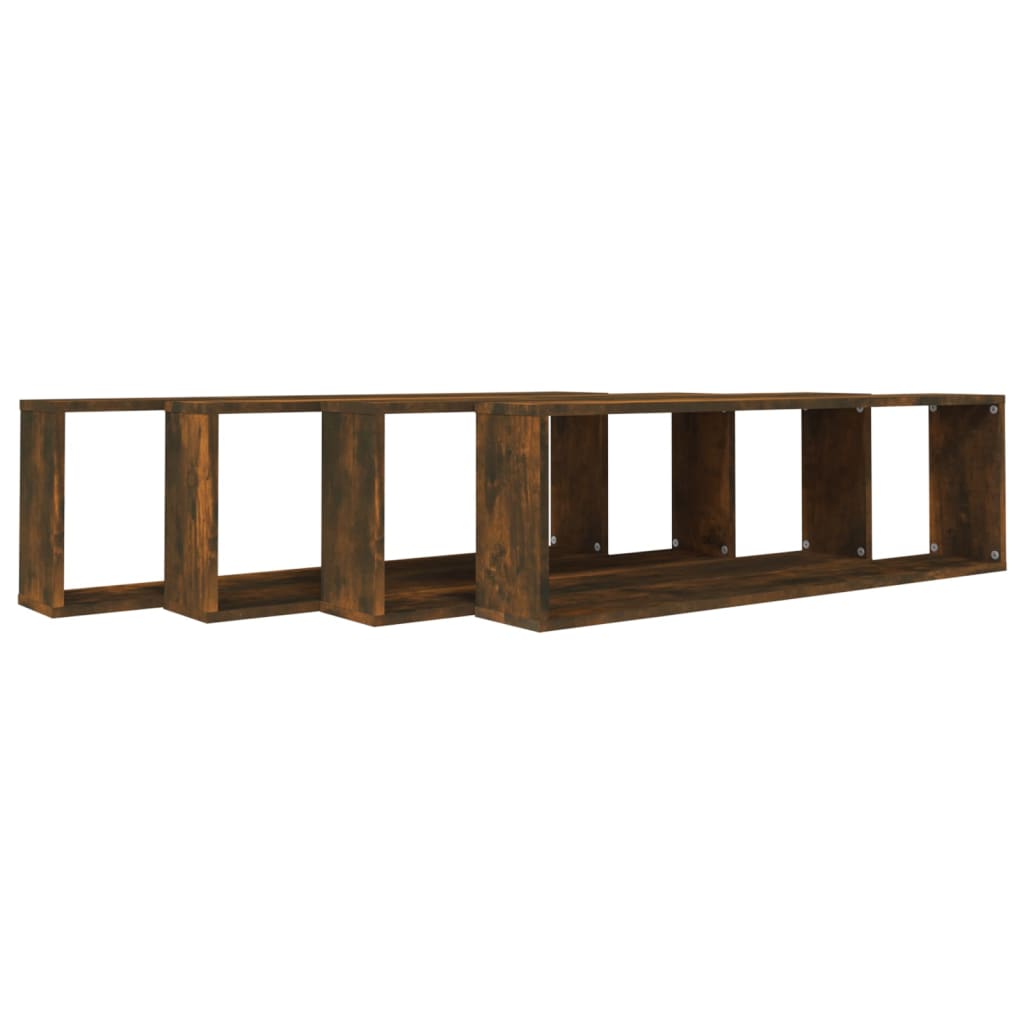 Prateleiras cubo 4 pcs 100x15x30 deriv. madeira carvalho fumado