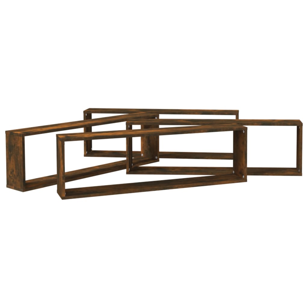 Prateleiras cubo 4 pcs 100x15x30 deriv. madeira carvalho fumado