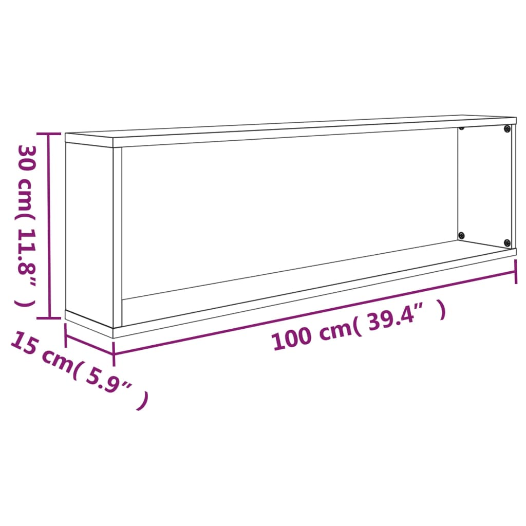 Prateleiras cubo 4 pcs 100x15x30 deriv. madeira carvalho fumado