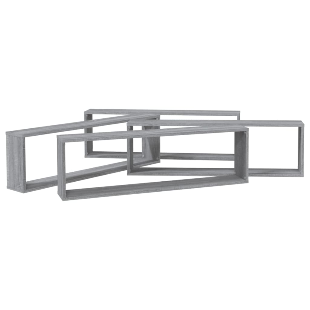 Prateleiras cubo 4 pcs 100x15x30 cm deriv. madeira cinza sonoma