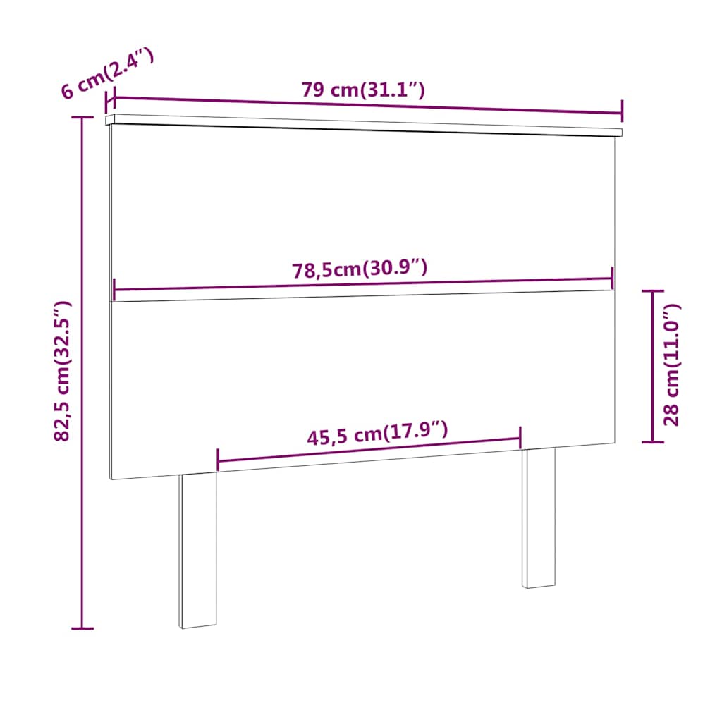 Cabeceira de cama 79x6x82,5 cm pinho maciço