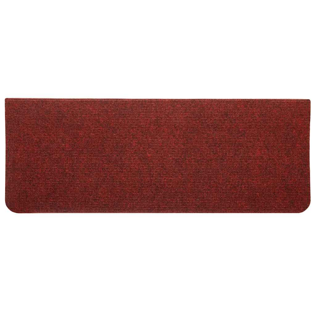 Tapetes de escada autoadesivos 15 pcs 65x24,5x3,5 cm vermelho