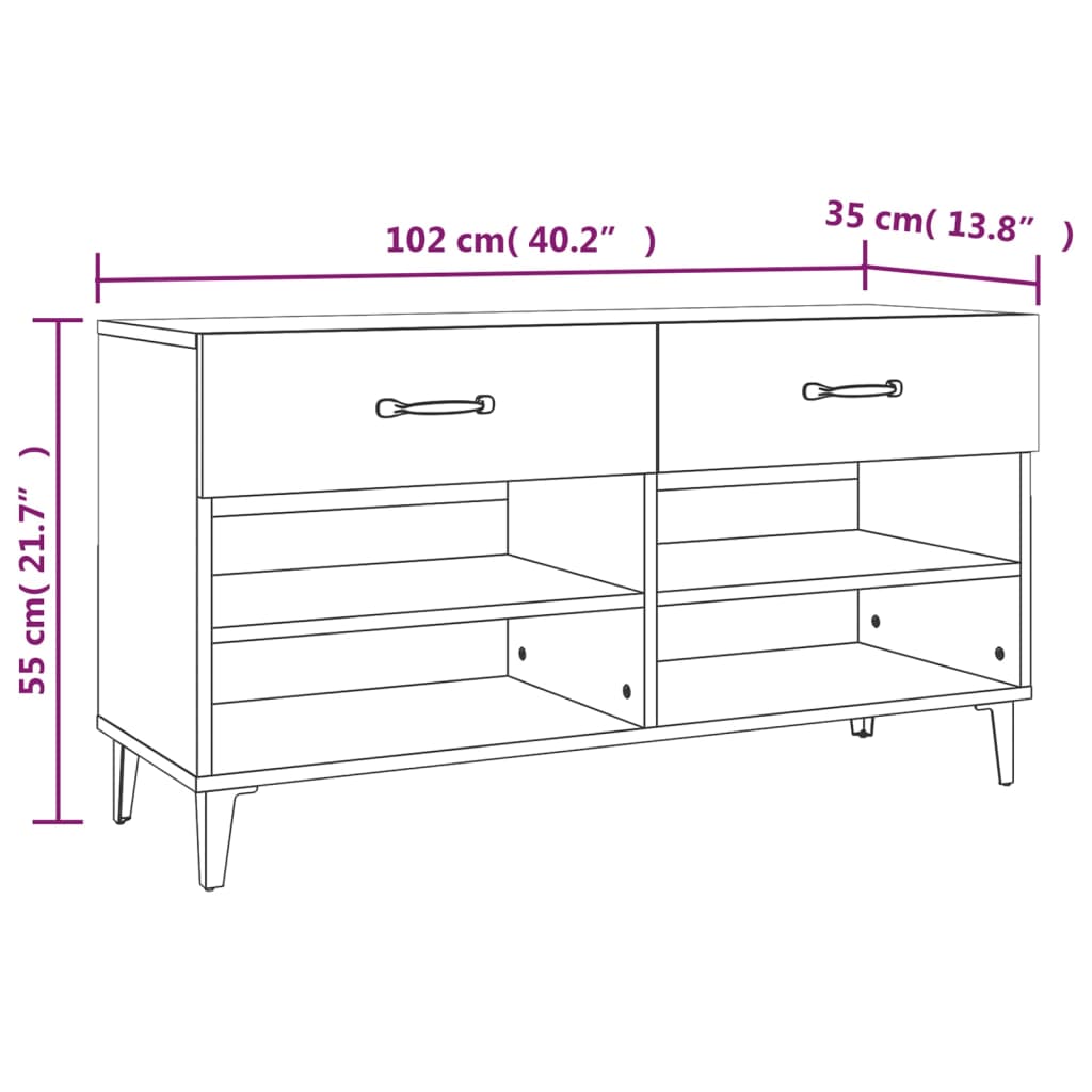 Sapateira 102x35x55 cm derivados de madeira branco