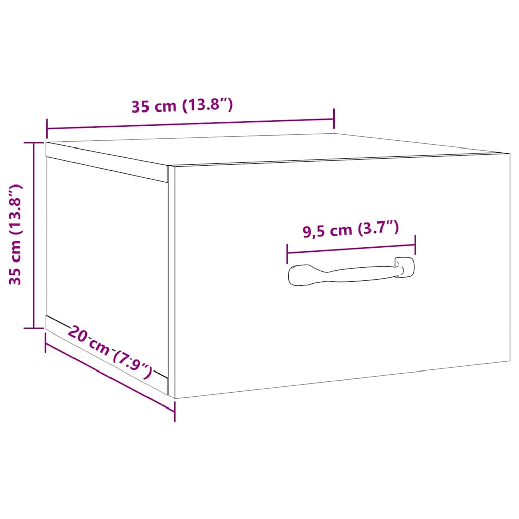 Mesas de cabeceira parede 2 pcs 35x35x20 cm cor carvalho sonoma