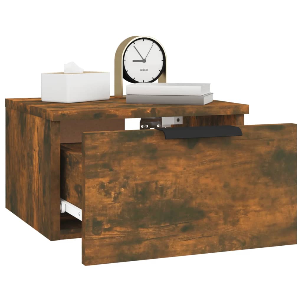 Mesa de cabeceira de parede 34x30x20 cm cor carvalho fumado